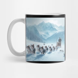 Cat sledding Mug